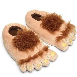 Ibeauti Bigfoot Hobbit Feet Slippers Brown Plush Fantasy Theme Sz 13 M